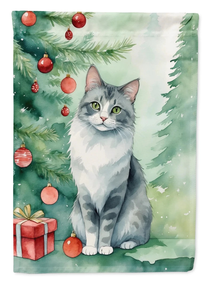 Cat By Christmas Tree Decorative Flag, GARDEN SIZE/Balinese cat, view 21