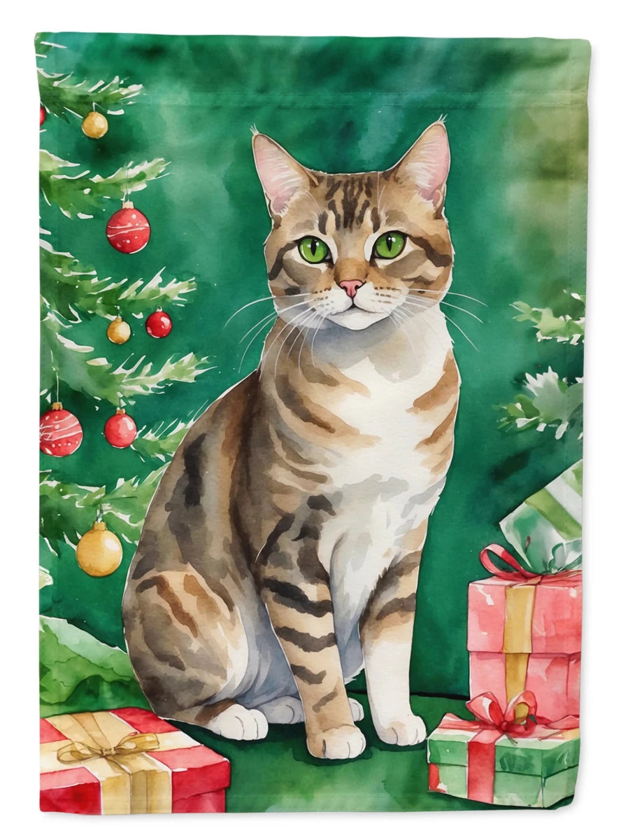 Cat By Christmas Tree Decorative Flag, HOUSE SIZE/Chantilly tiffany cat, view 31