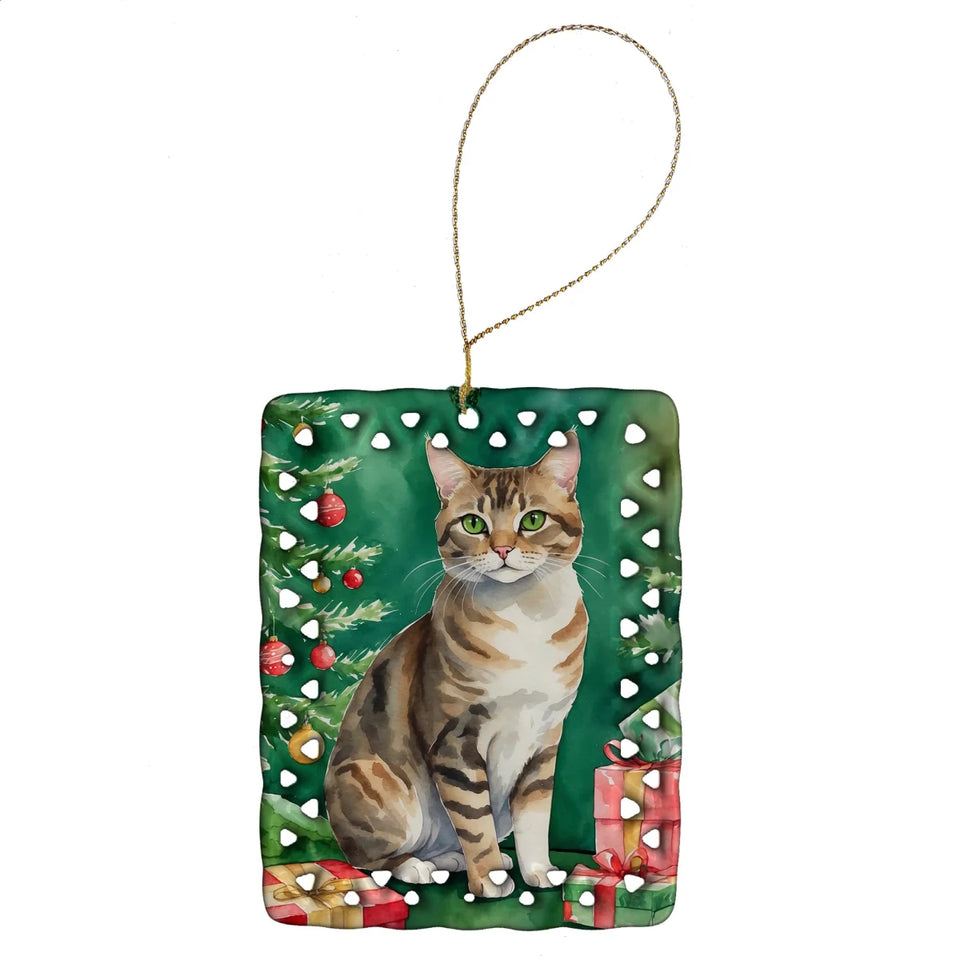 Cat By Christmas Tree Porcelain Ornament, 1/Chantilly tiffany cat, view 17