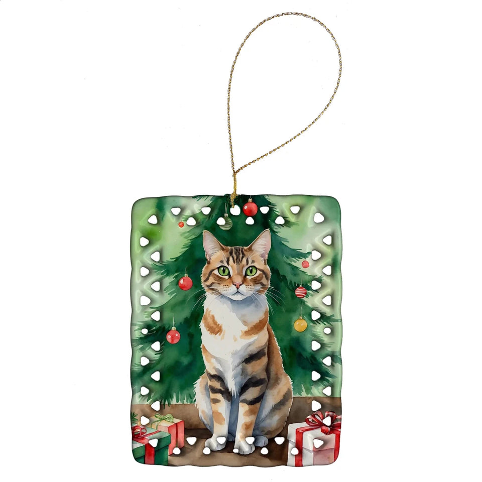 Cat By Christmas Tree Porcelain Ornament, 1/Persian cat, view 58