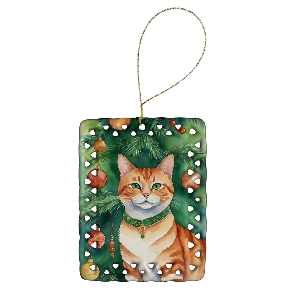 Cat By Christmas Tree Porcelain Ornament, 1/Thai lilac cat, view 79