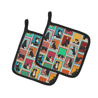 Lots of Dogs Pair of Pot Holders - 7.5HX7.5W, 194030684290/Bernese mountain dog