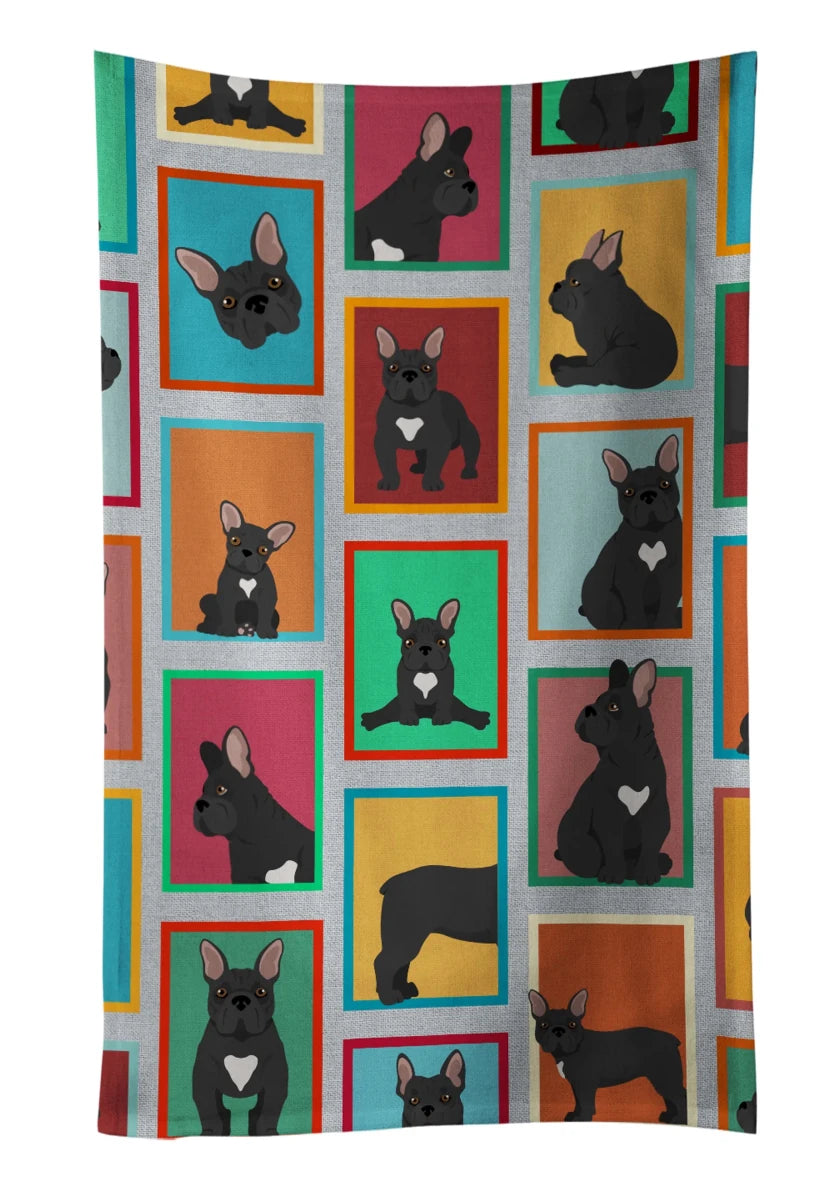 Lots of Dogs Kitchen Towel - 25HX15W, 194030681374/French bulldog - black and white, view 3