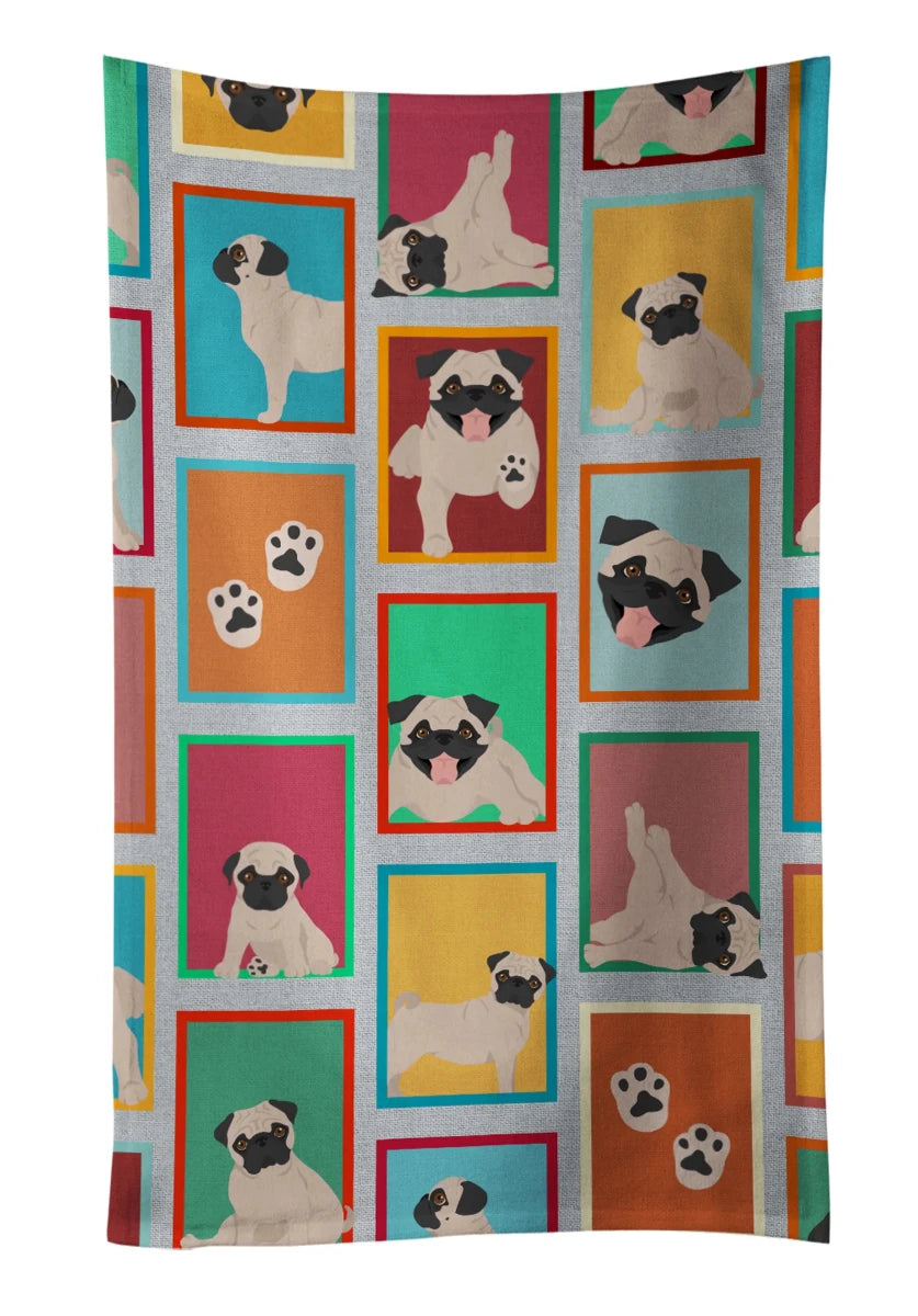 Lots of Dogs Kitchen Towel - 25HX15W, 194030681398/Pug - black, view 5