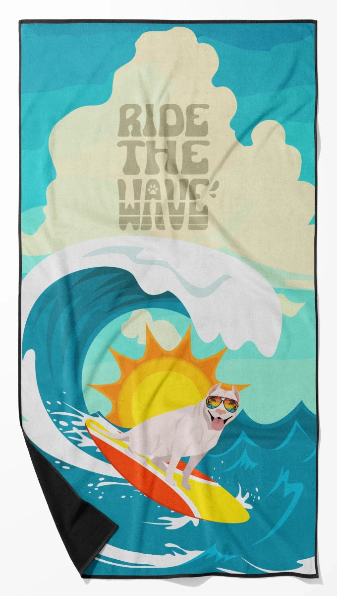 Dog Lover Beach Towel - Premium 60 x 30 in Oversized Surf Towel for, 194030683163/Pit bull terrier - white and tan, view 8