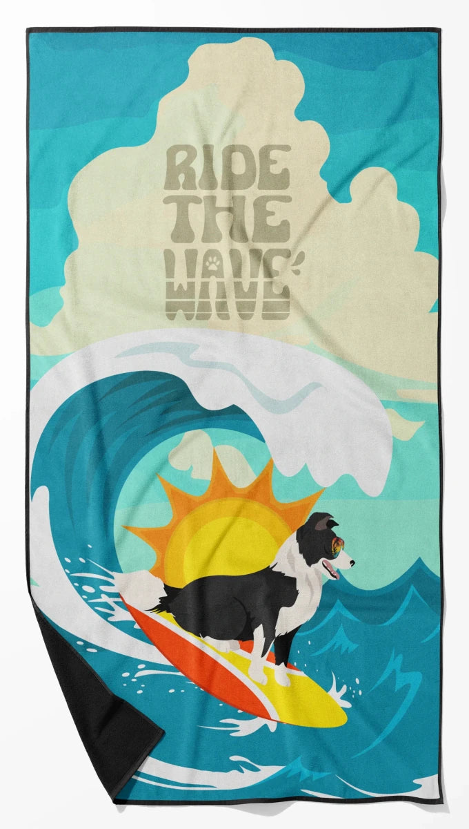 Dog Lover Beach Towel - Premium 60 x 30 in Oversized Surf Towel for, 194030683231/Border collie - red and white, view 15