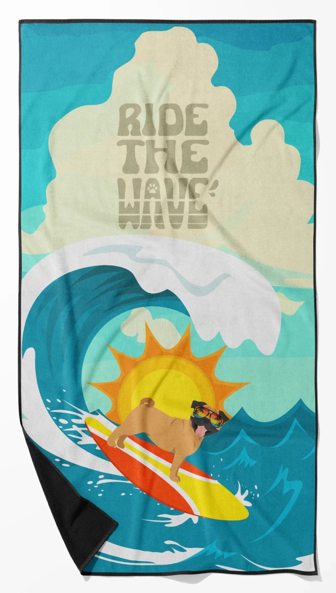 Dog Lover Beach Towel - Premium 60 x 30 in Oversized Surf Towel for, 194030683934/Pug - black, view 85