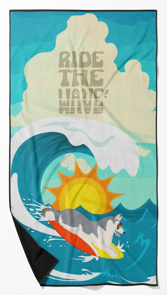 Dog Lover Beach Towel - Premium 60 x 30 in Oversized Surf Towel for, 194030684061/Siberian husky - red and white, view 98