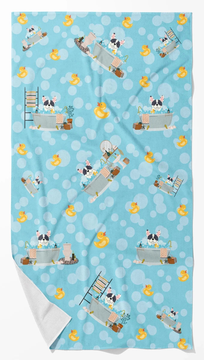 Breed-Specific Dog Towel - Ultra Absorbent Microfiber Bath Towel with, 194030686980/French bulldog - black white, view 9