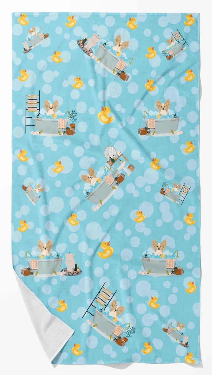 Breed-Specific Dog Towel - Ultra Absorbent Microfiber Bath Towel with, 194030687642/Papillon - red white, view 75