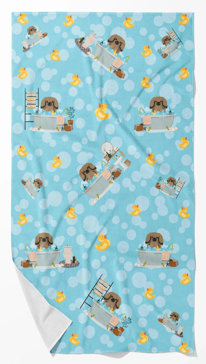 Breed-Specific Dog Towel - Ultra Absorbent Microfiber Bath Towel with, 194030687895/Pekingese - red white, view 100