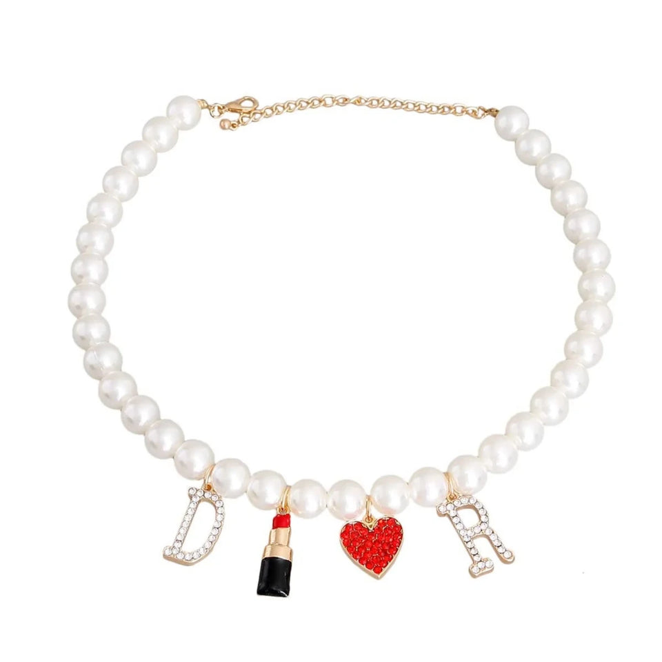Cream Pearl Designer Charm Necklace - Pets Perfect