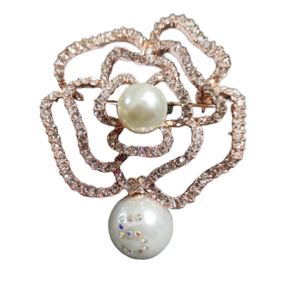 Crystal Camellia Flower Pearl Brooch by Bark Fifth Avenue - Pets Perfect