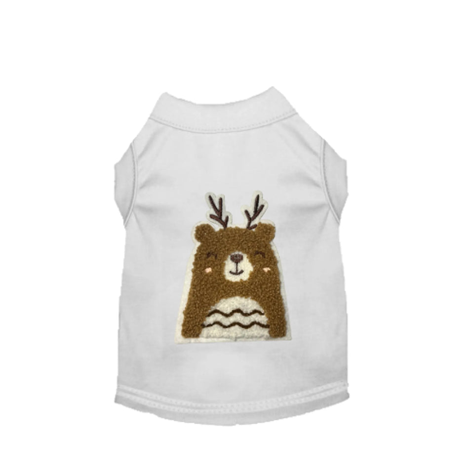 Cuddle Antler Bear Dog Outfit, Holiday Tee, White/LARGE, view 10