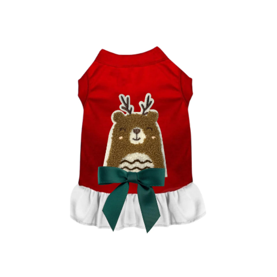 Cuddle Antler Bear Dog Outfit, Holiday Tee, Red/X SMALL, view 49