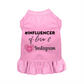 Pink pet dress with ruffled hem featuring "#INFLUENCER of Love & Instagram - Pack Of: 1" text and social media theme