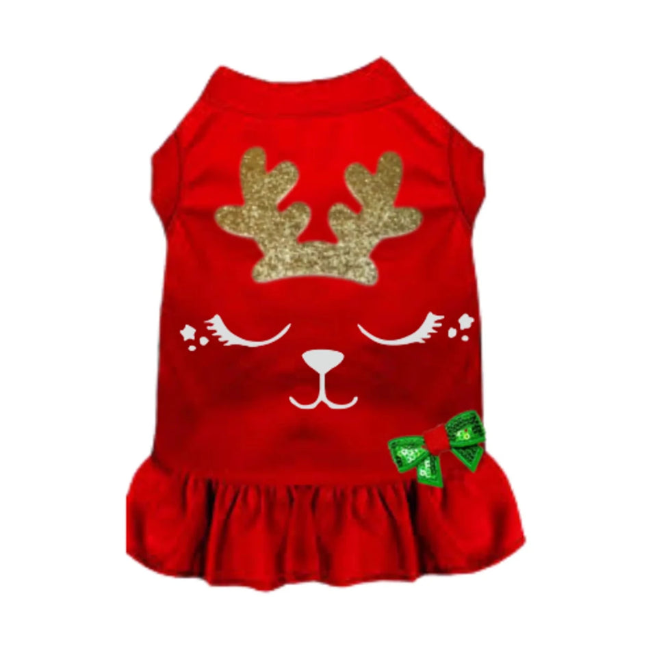 Cute Little Reindeer Dog Outfit - Holiday Tee, Dress and Hoodie by Bark Fifth Avenue - Pets Perfect