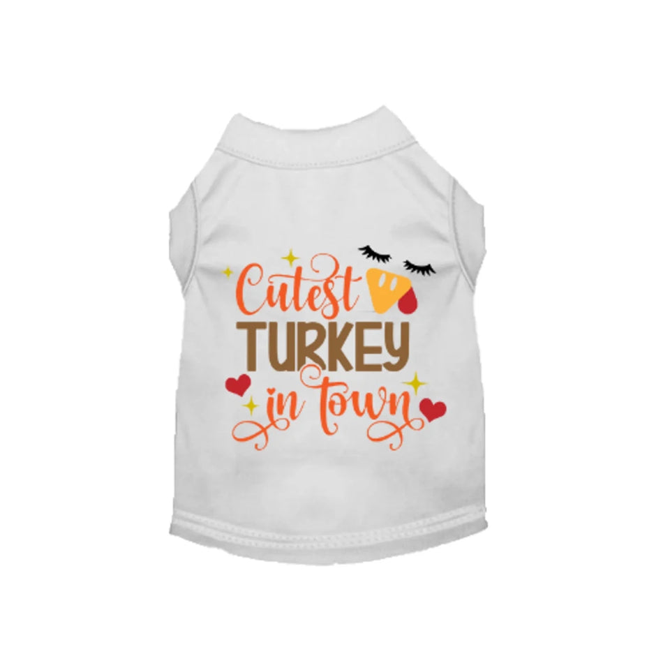 Cutest Turkey in Town Dog Sleeveless Shirt - Pets Perfect