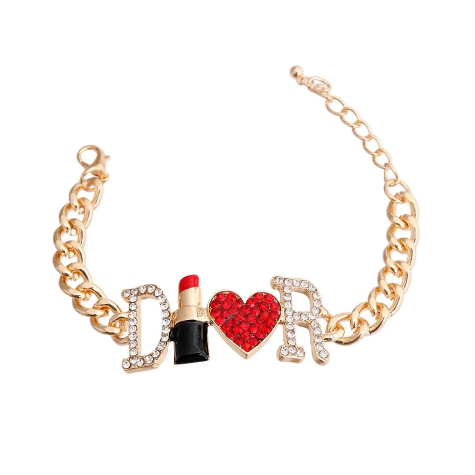 Dior-able Lipstick Gold Dog Necklace - Pets Perfect
