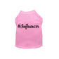 Pink pet shirt with black script text #Influencer Shirt for small dogs or cats at PetsPerfect online store