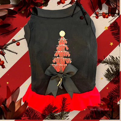 Loubarkin Tree Dress - Holiday Dog Dress with Rhinestone Star - Pets Perfect