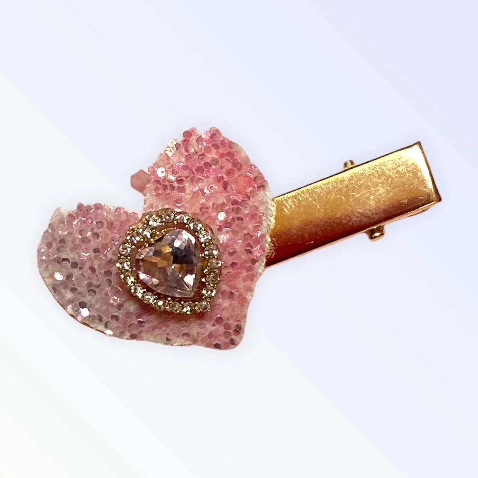 Lovely Glitter Heart Dog Hair Clips by Bark Fifth Avenue - Pets Perfect