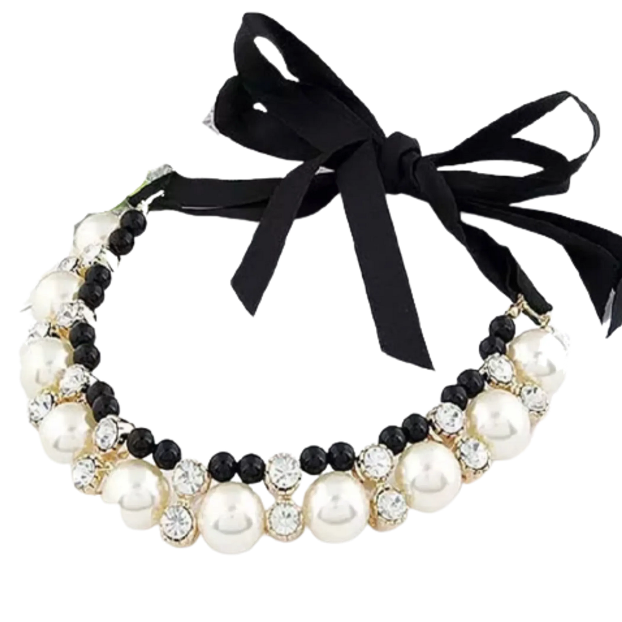 Lovely Pearl Ribbon Necklace