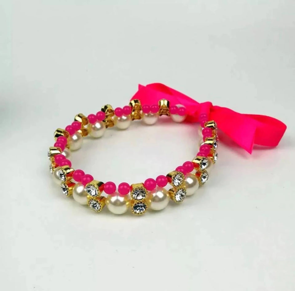 Lovely Pearl Ribbon Necklace - Pets Perfect