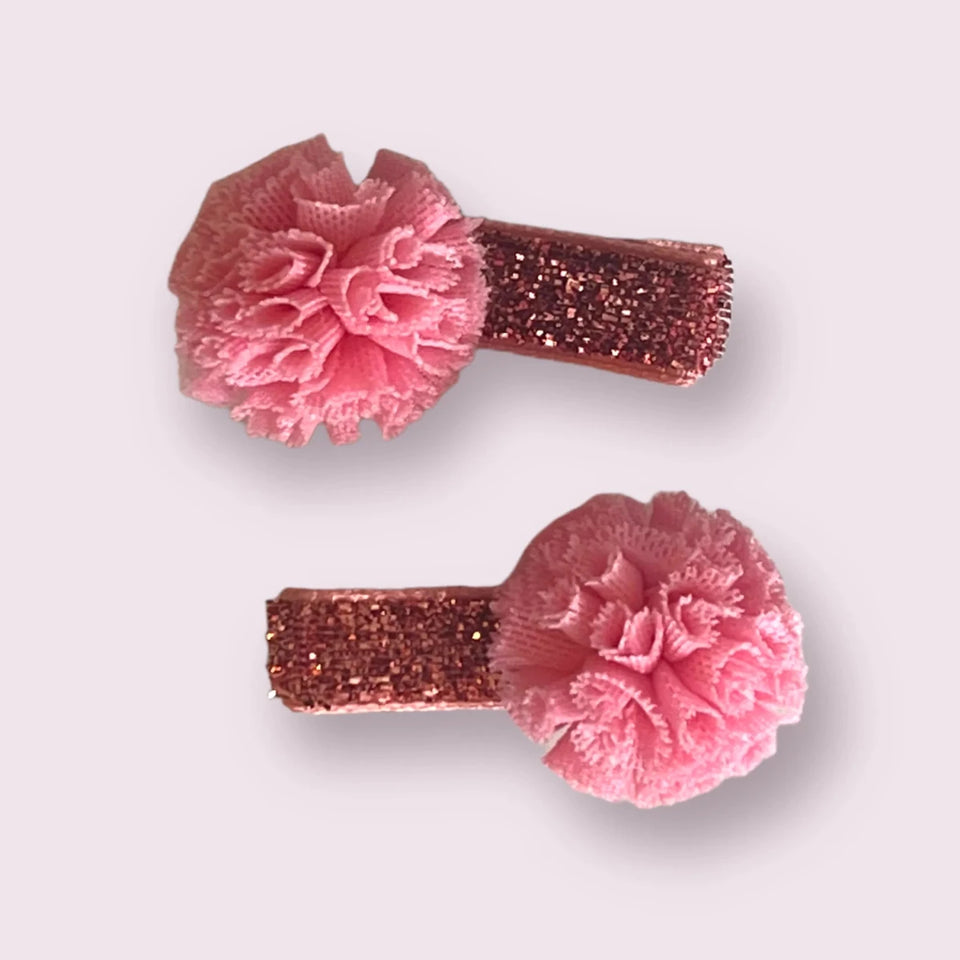Mini Tulle Pom Pom Dog Hair Barrettes - Pets Perfect