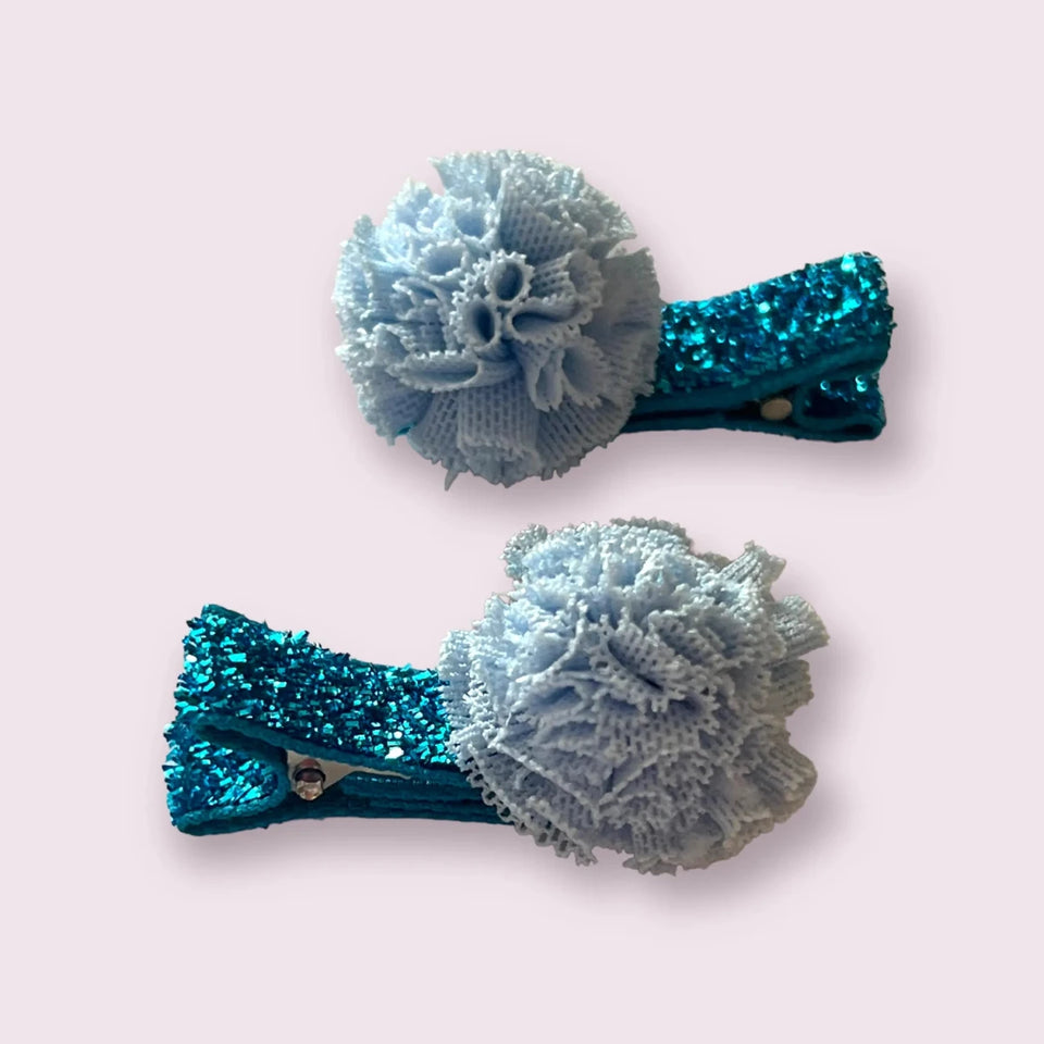 Mini Tulle Pom Pom Dog Hair Barrettes - Pets Perfect