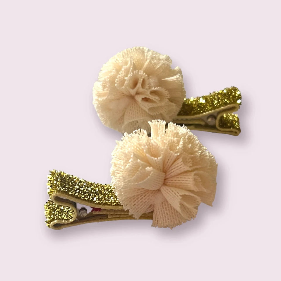 Mini Tulle Pom Pom Dog Hair Barrettes - Pets Perfect