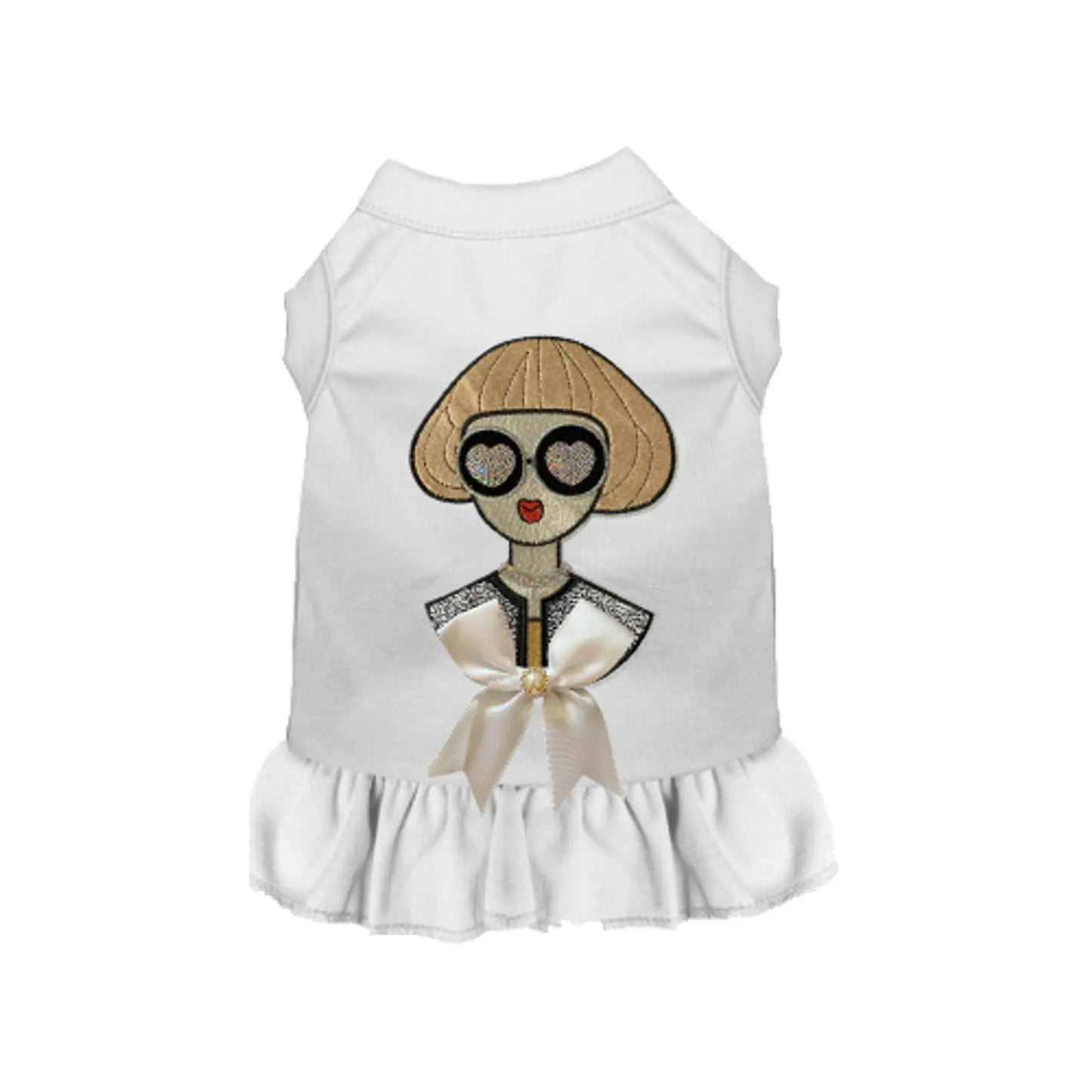 Bark Fifth Avenue Ms. Vogue Dog Dress with Satin Bow