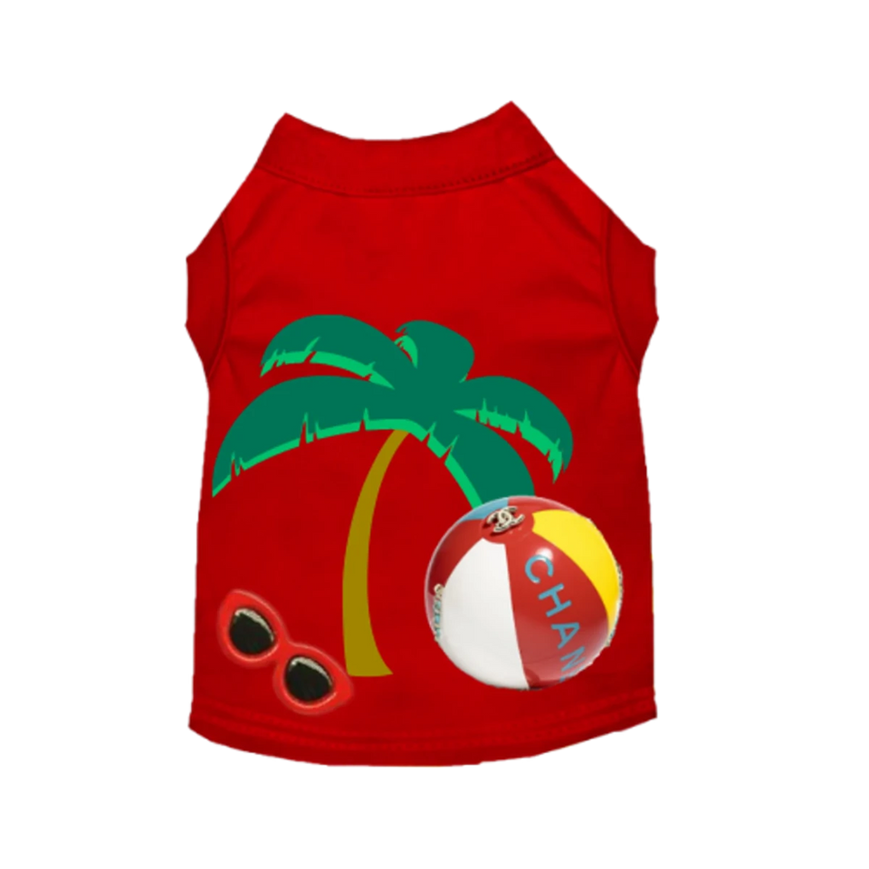 My CC Summer Vacation - Designer-Inspired Dog Tee with Sunglasses Detail - Pets Perfect