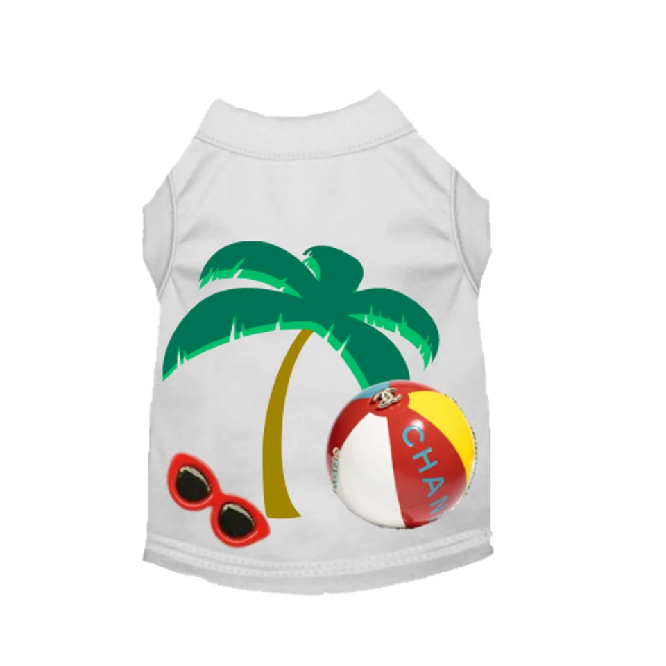 My CC Summer Vacation - Designer-Inspired Dog Tee with Sunglasses Detail - Pets Perfect
