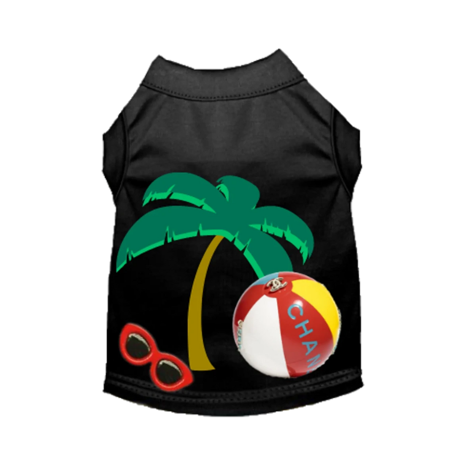 My CC Summer Vacation - Designer-Inspired Dog Tee with Sunglasses Detail - Pets Perfect