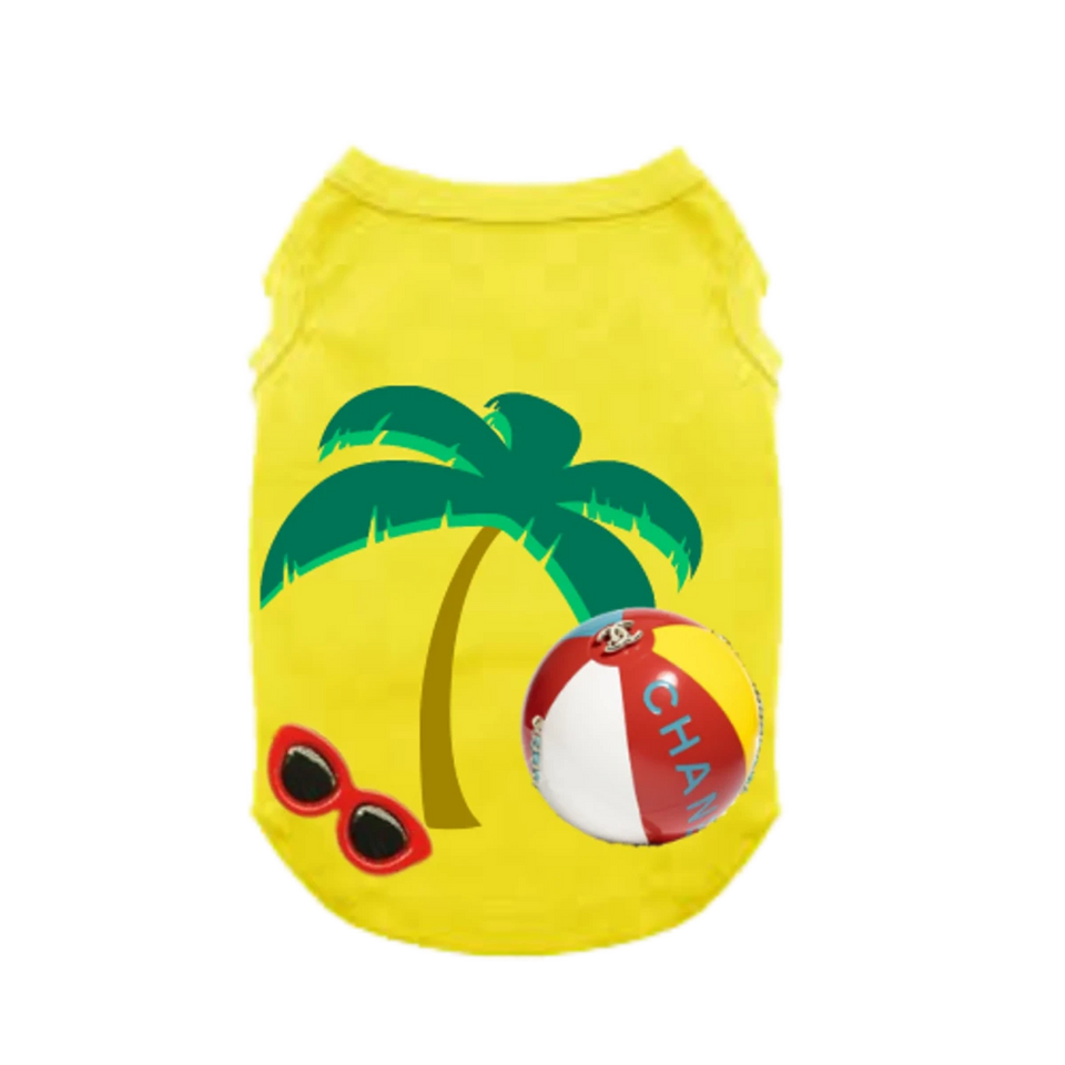 My CC Summer Vacation - Designer-Inspired Dog Tee with Sunglasses Detail - Pets Perfect