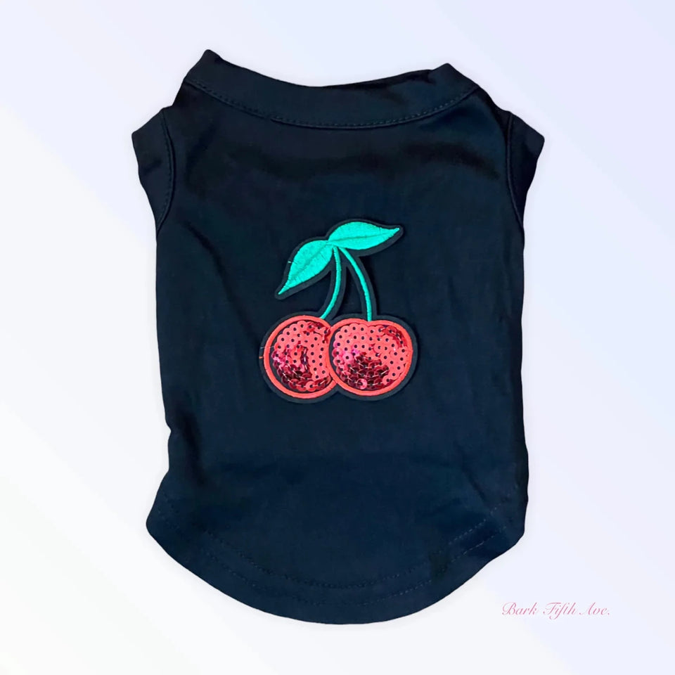 My Fabulous Cherry Tank - SS22 Sequin Embroidered Dog Tee by Bark Fifth Avenue - Pets Perfect