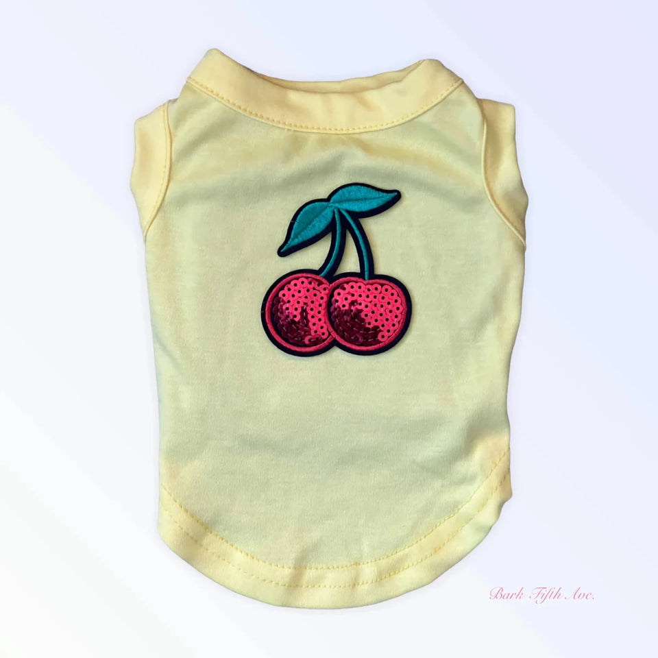 My Fabulous Cherry Tank - SS22 Sequin Embroidered Dog Tee by Bark Fifth Avenue - Pets Perfect
