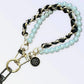 A Stroll on 5th Avenue - Leash with gold chain, black leather, and light blue pearls for stylish pet walks