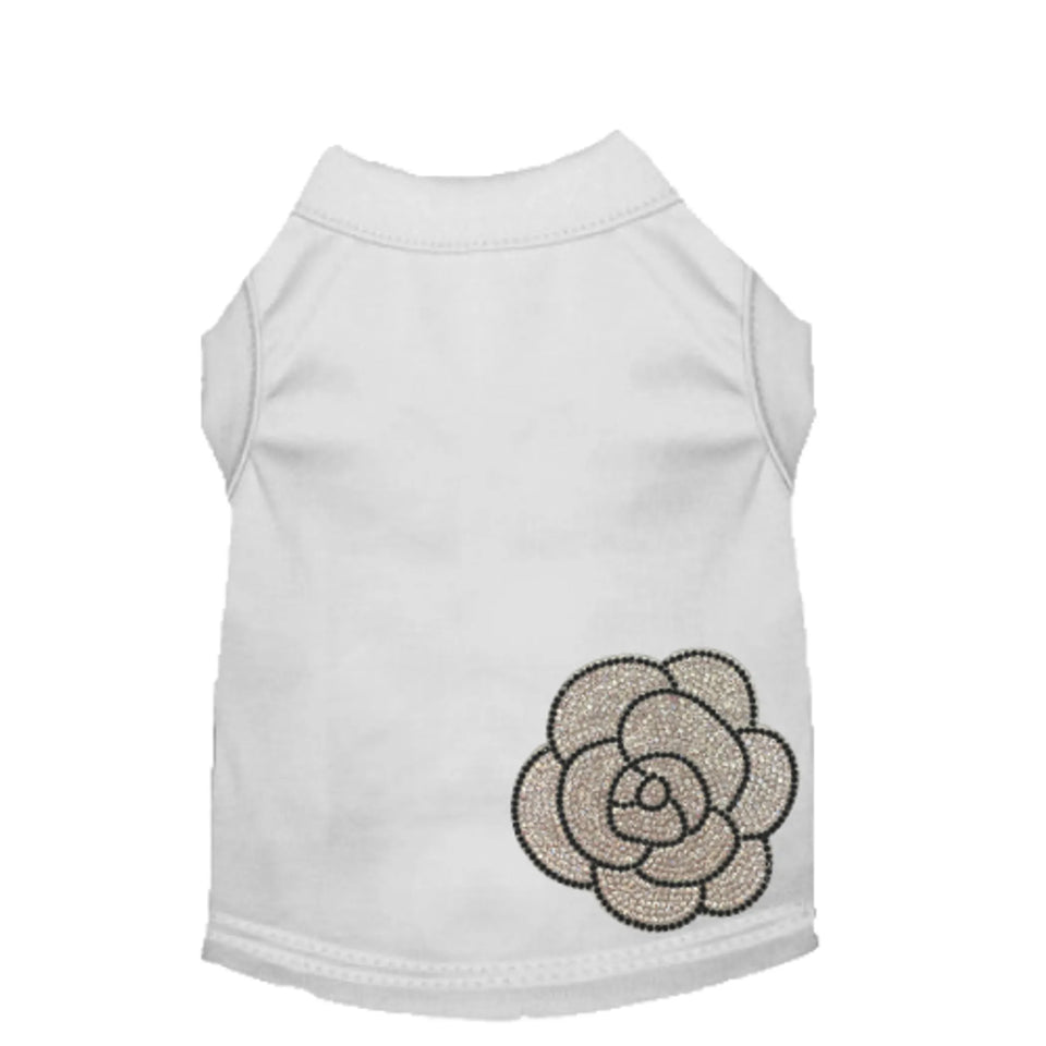 My Glam Camellia Dog Dress and Tee by Bark Fifth Avenue, White/LARGE, view 34
