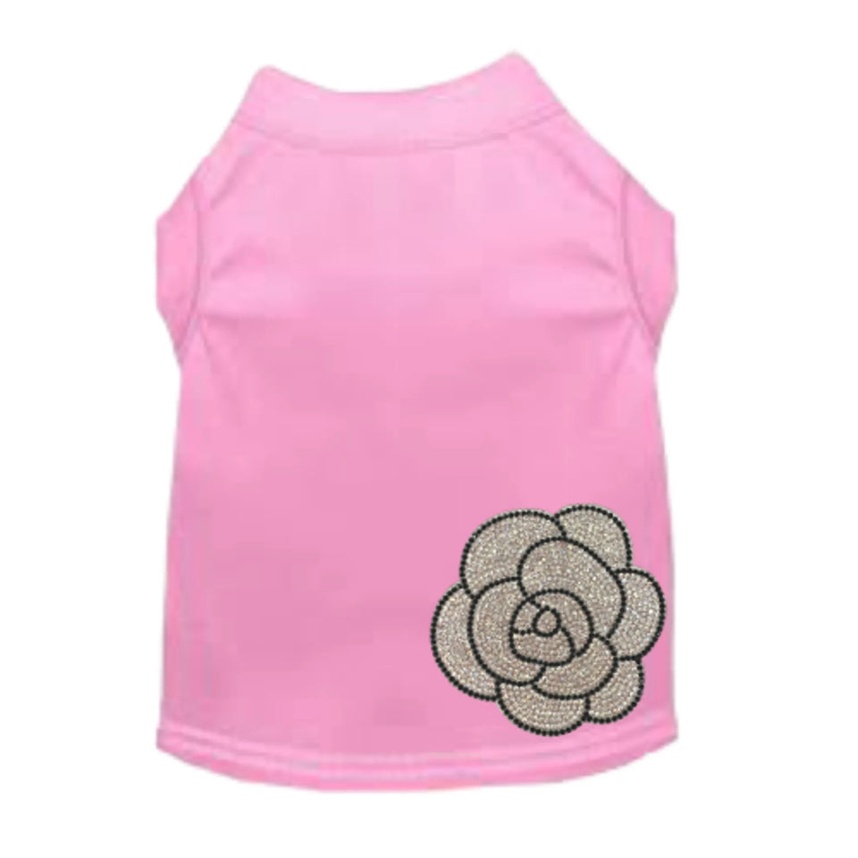 My Glam Camellia Dog Dress and Tee by Bark Fifth Avenue, Pink/SMALL, view 37