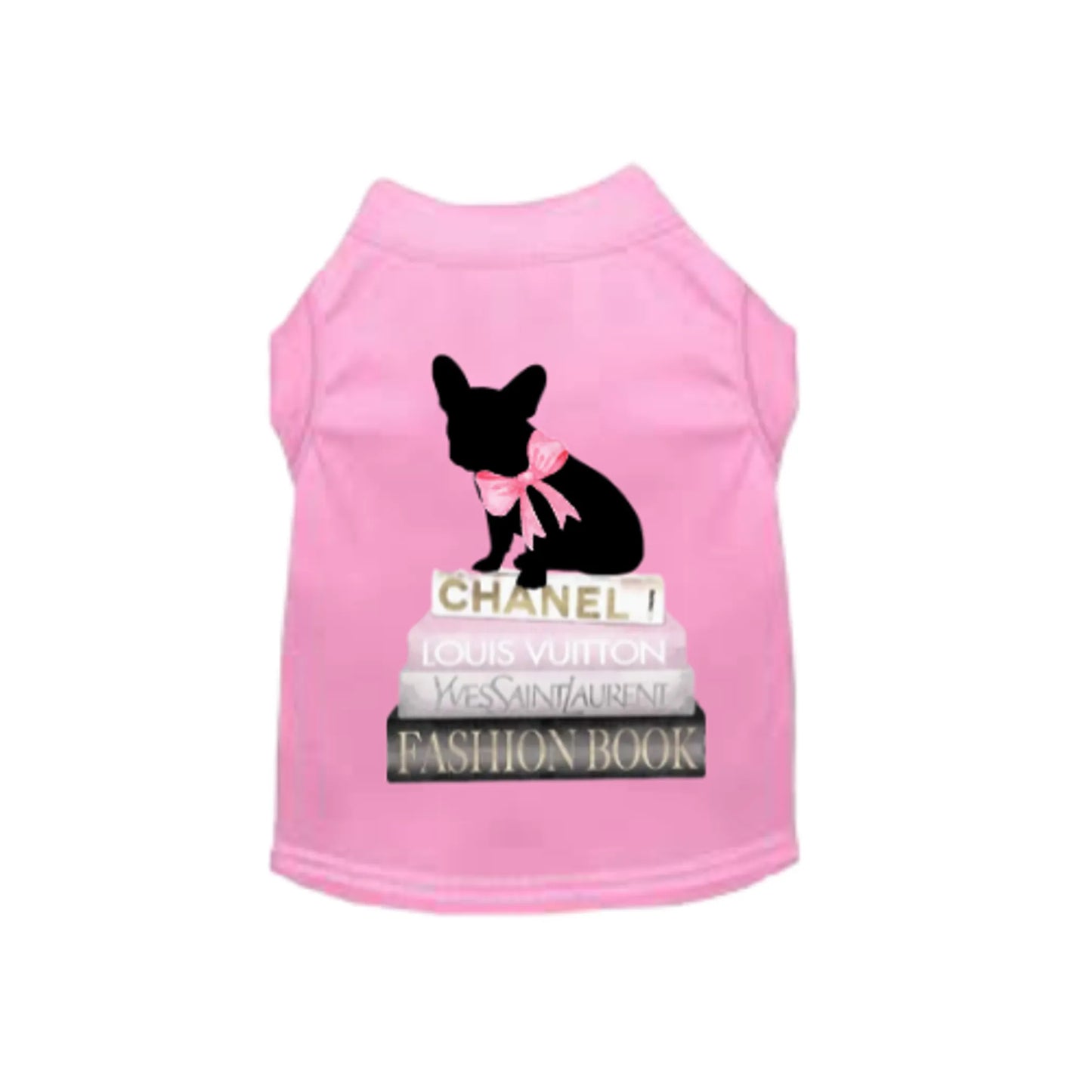 All of my favorite things - Pack Of: 1 pink pet shirt with black dog silhouette sitting on fashion books design