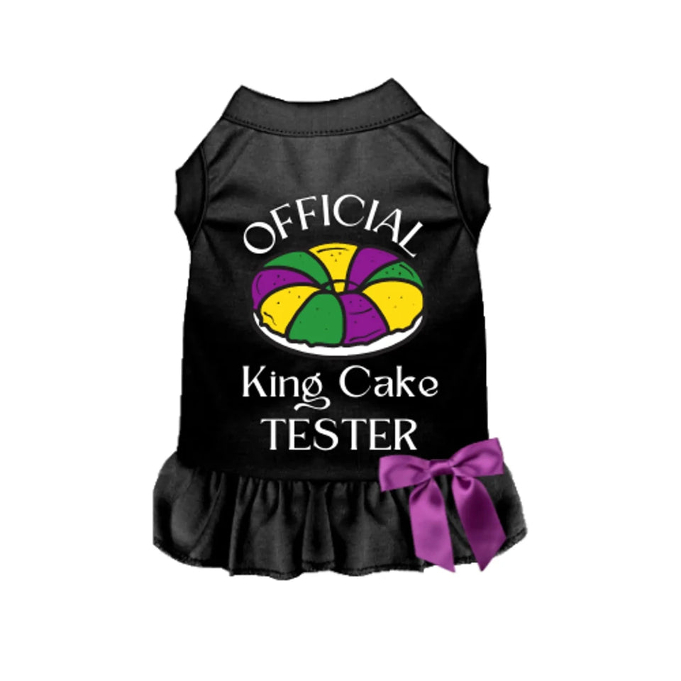 Official King Cake Tester Dog Tee and Dress - Mardi Gras Pet Apparel by Bark Fifth Avenue - Pets Perfect
