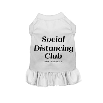 Anti Social Distancing Club Dog Dress and Tee - White, X SMALL