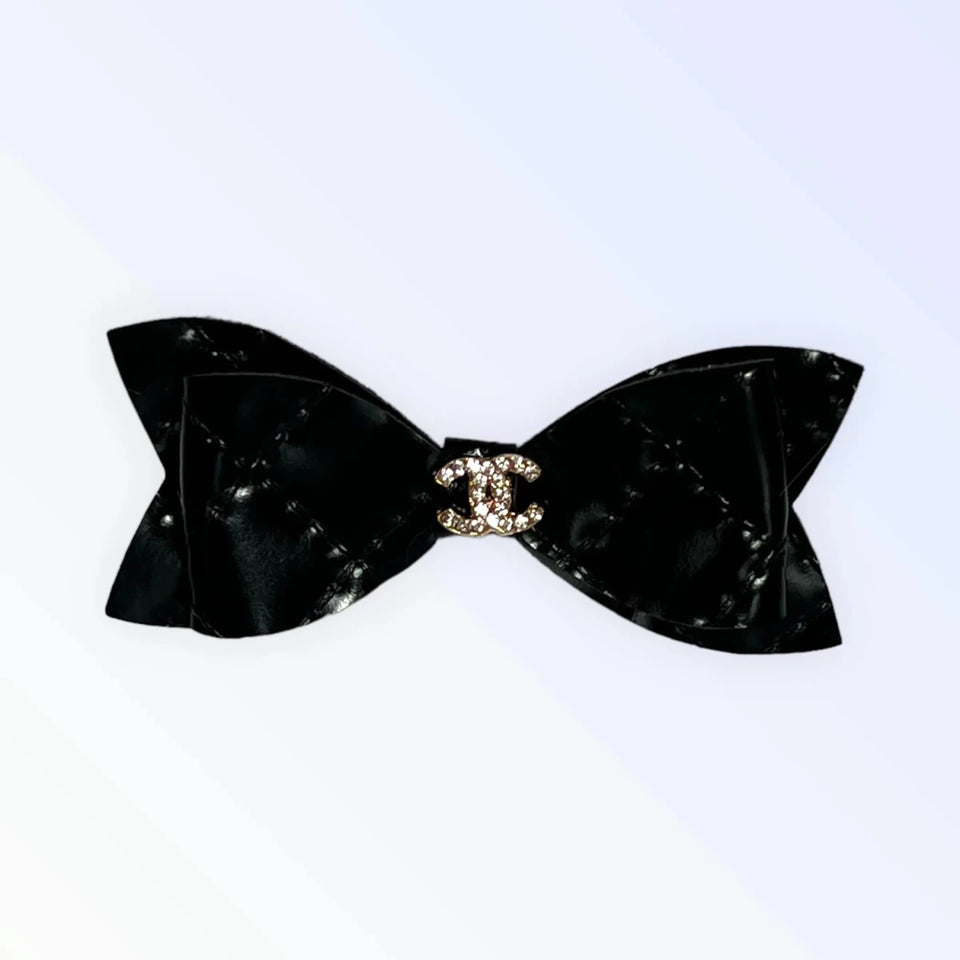 Quilted CC Leatherette Hair Bow for Dogs - Pets Perfect