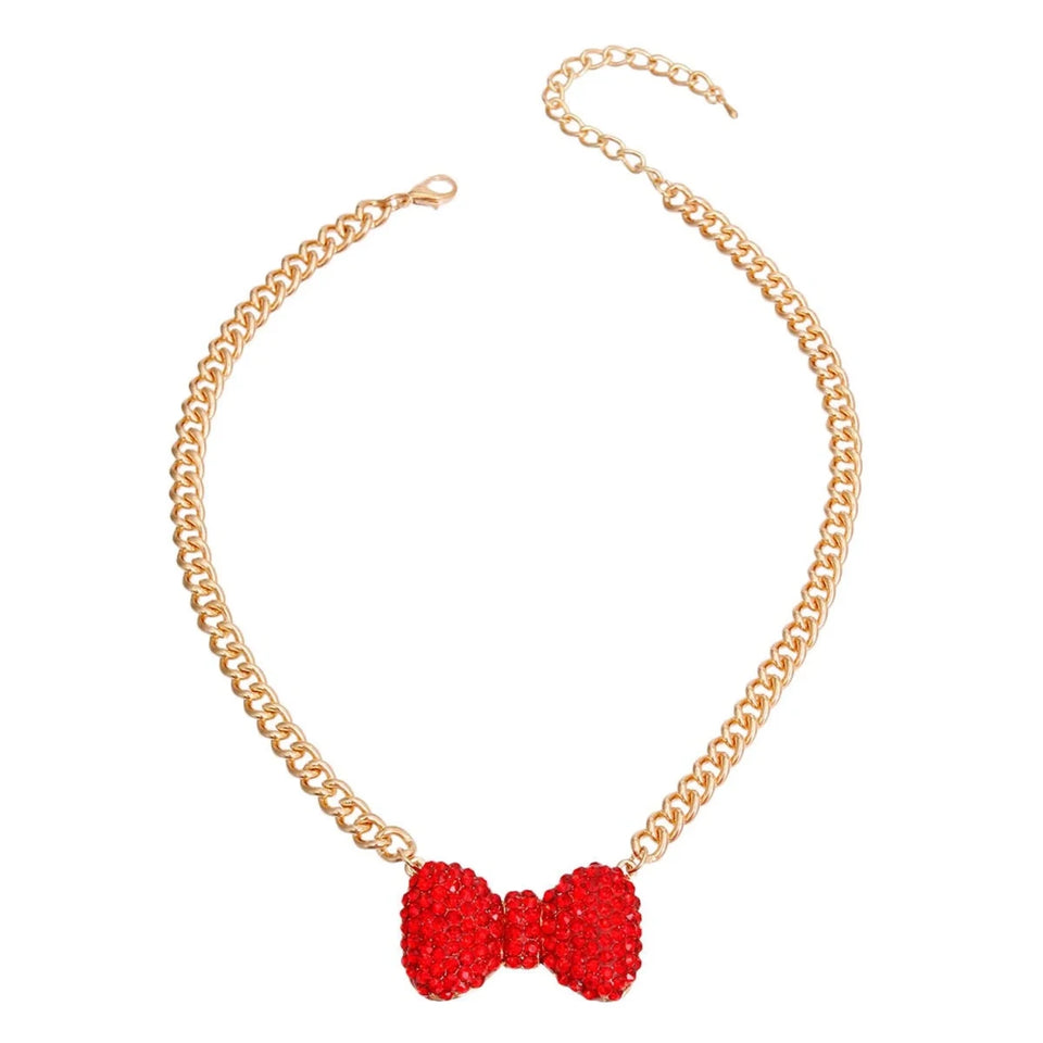 Red Bow Pendant Necklace - Pets Perfect