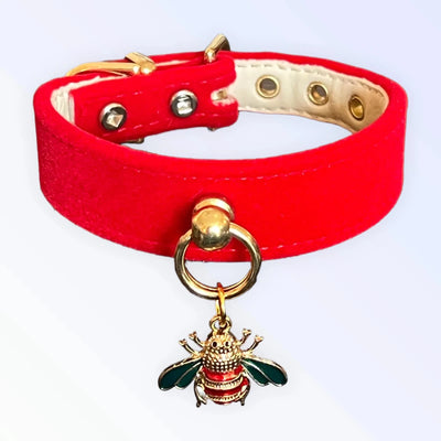 Red Velvet Bee Dog Collar - Pets Perfect