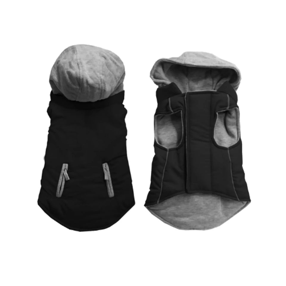 Bark Fifth Avenue Reversible Hooded Dog Coat with Zip-Off Hood - Pets Perfect