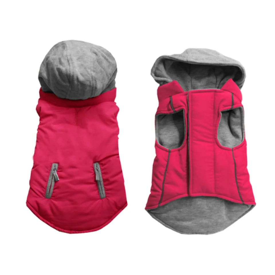 Bark Fifth Avenue Reversible Hooded Dog Coat with Zip-Off Hood - Pets Perfect