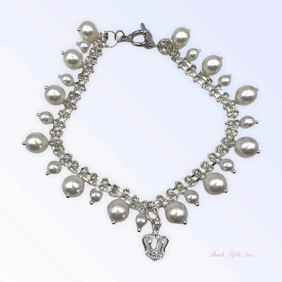 Rhinestone & Pearl Crown Necklace - Pets Perfect